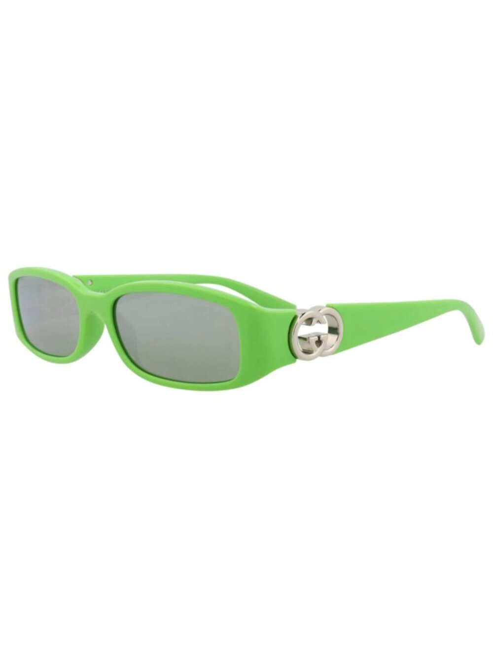 New Gucci Women's Sunglasses Square Rectangle Injection Frame Green Green Green